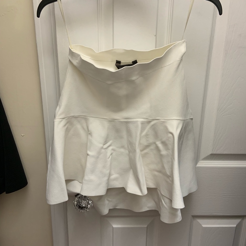 BCBG MaxAzria high low skater skirt in white